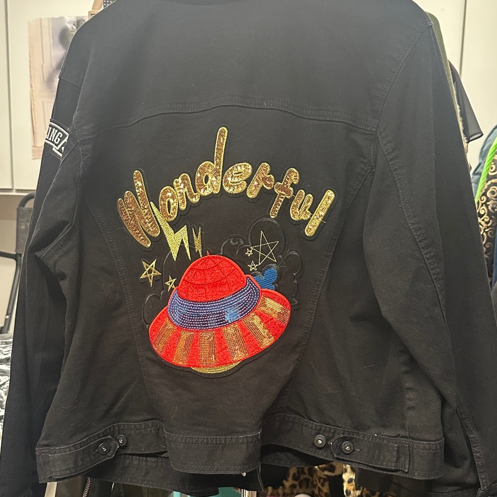 Style & Co. Black denim Jacket with Patches